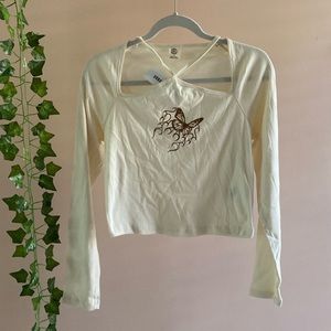 Urban Outfitters Diamante Flaming Cut Out Tee